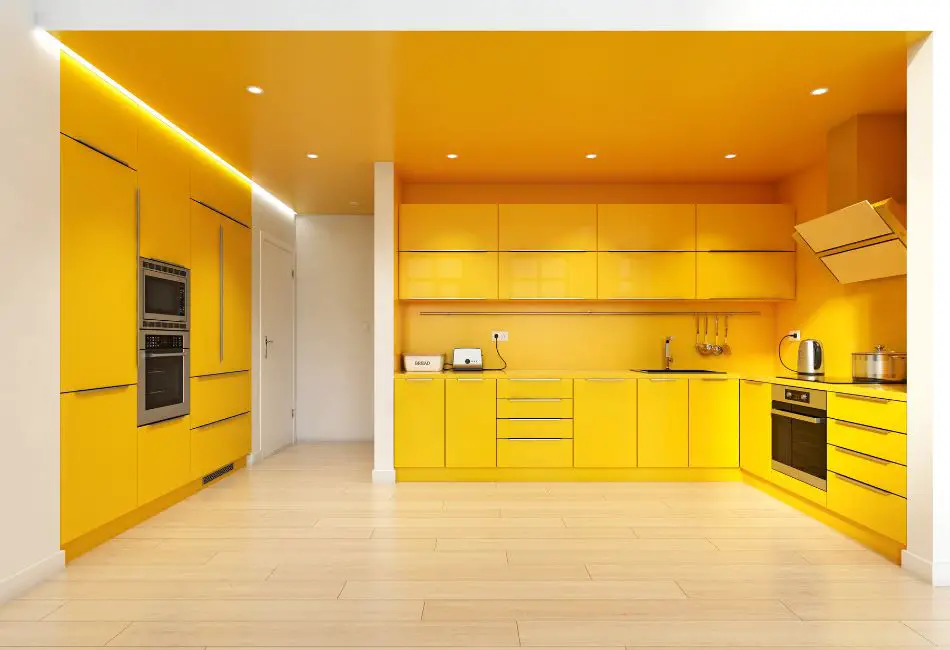 Yellow kitchen interior